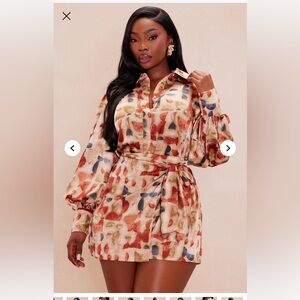 Abstract Print Long Sleeve 2 piece skirt set 1x